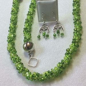 FINAL SALE PRICE 3 Piece Greens Hand Woven Jewelry Set